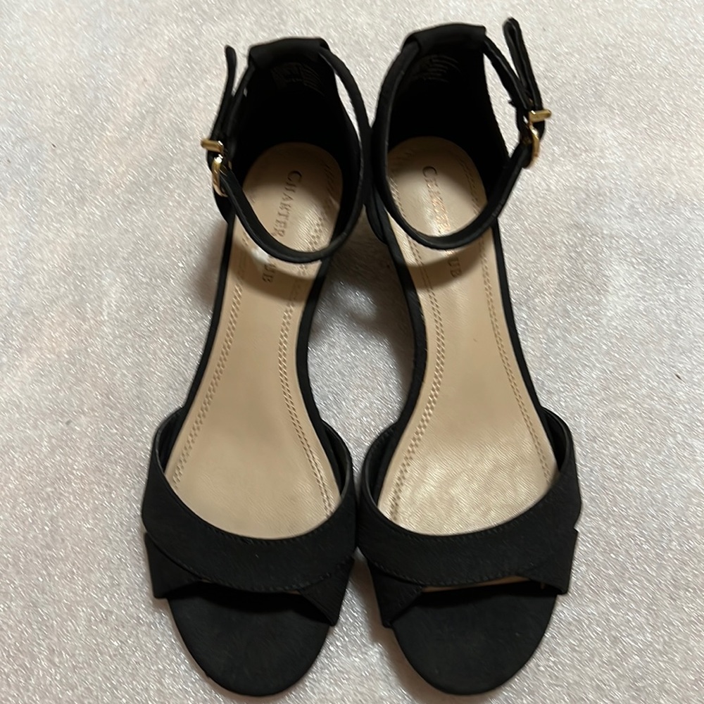 CHARTER CLUB SANDAL BLK 6M Like New